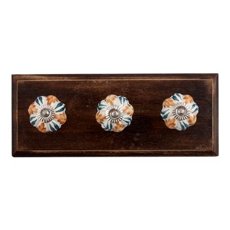 Light Caramel Ceramic Wooden Hooks